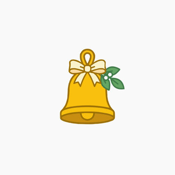Golden Bell of Festivity: A beautifully illustrated golden bell adorned with a festive ribbon and sprig of leaves, symbolizing the joy and anticipation of the holiday season. 