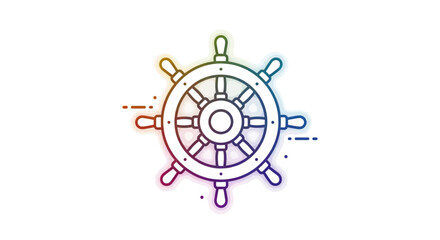 Fototapeta premium Steering Wheel Icon with Rainbow Gradient, Nautical Theme, Leadership Concept
