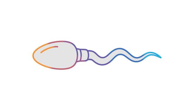 Sperm Cell Illustration with Gradient Tail on White Background