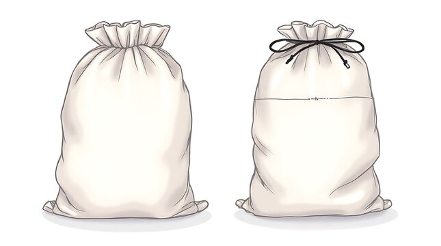 Drawn White Cloth Bags Side by Side
