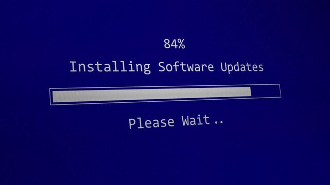 Software update installing screen process with loading bar animation. system upgrade computer digital. 4k animation video