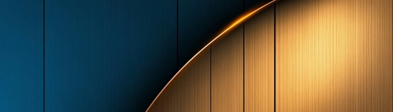 Luxurious gold and blue gradient background with rich wooden panel texture for design.