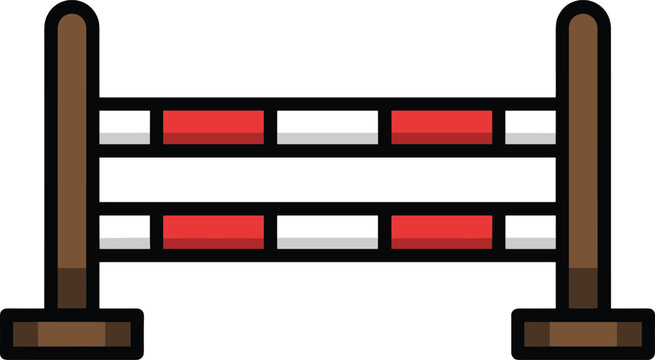 Flat horse jump obstacle vector on white background.