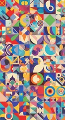 Naklejka premium Colorful Geometric Abstract Art Composition.