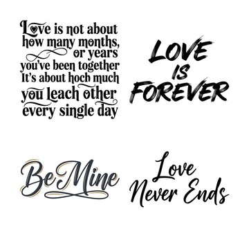 handwritten romantic love quotes about forever and daily devotion isolated on transparent background