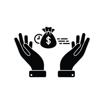 Money Icon Vector. Payment system. Coins Dollar cent on hand Sign isolated on white background. 