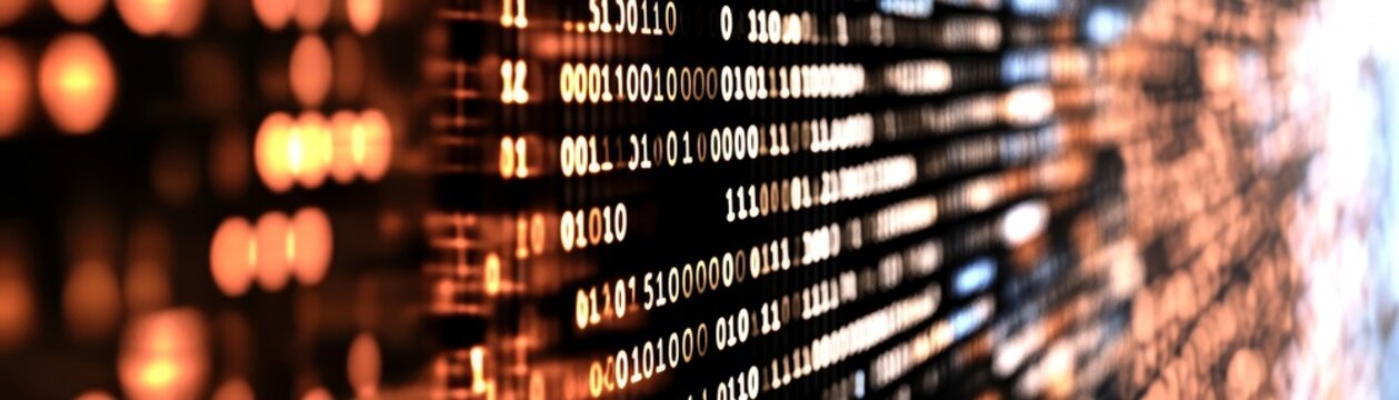Abstract binary code wall digital data stream representing computer programming and technology concepts.