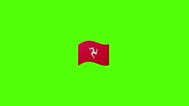 Waving flag of Isle of Man on green screen background.