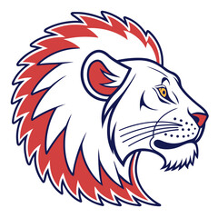 Roaring lion head vector, side view, powerful mascot. © cu