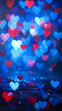 A vibrant abstract background with floating hearts