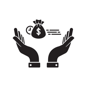 Money Icon Vector. Payment system. Coins Dollar cent on hand Sign isolated on white background.