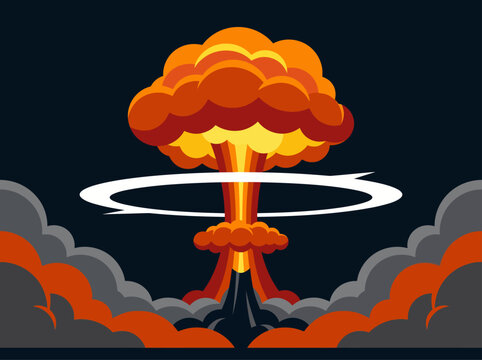 Cartoon Nuclear Explosion Mushroom Cloud Illustration