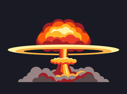 Cartoon Nuclear Explosion Mushroom Cloud Illustration