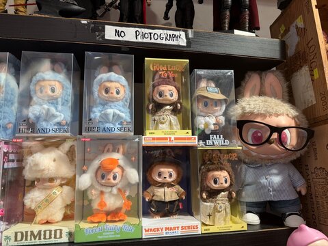 April 2026, Singapore: POP MART Labubu plush dolls from "The Monsters" series