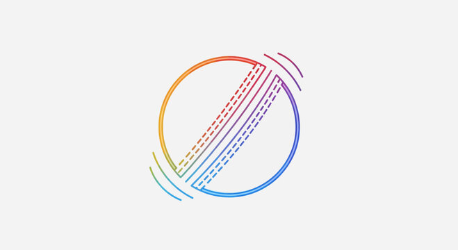 Colorful Cricket Ball Icon with Rainbow Gradient, Sport Symbol