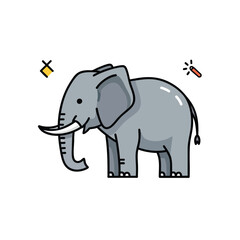 Fototapeta premium Cute cartoon elephant illustration on a white background.