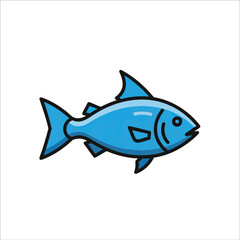 Obraz premium Cartoon style blue fish vector illustration isolated icon on white.