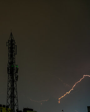 lightning over city