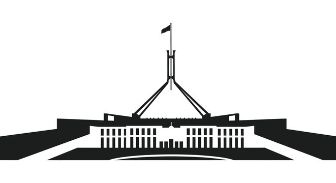 Black silhouette of the capitol building with a flag on top isolated on a white background silhouette high quality