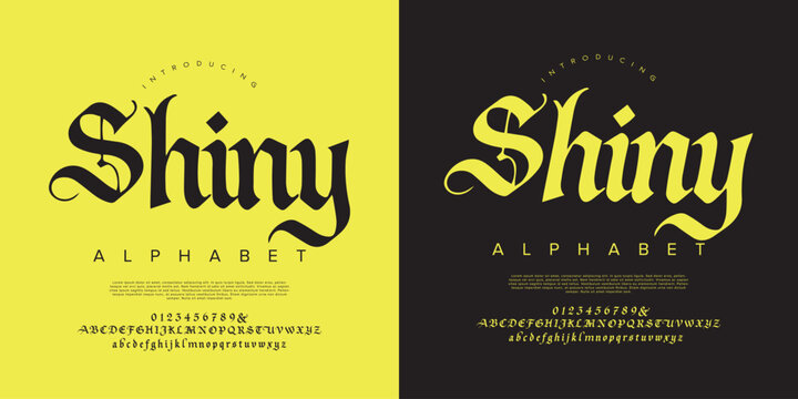 Shiny Alphabet Vintage Blackletter Font Vector for Classic Branding and Gothic Elegant Tattoo Design Labels
