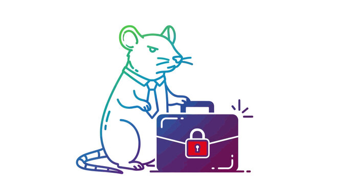 Business Rat in Suit with Locked Briefcase, Cybersecurity Concept