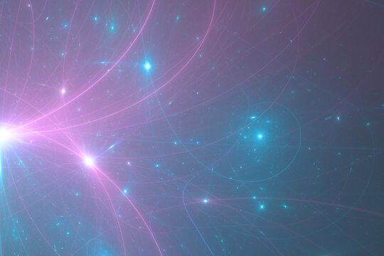 Pink and Aqua Abstract Energy Stars and Curves Background