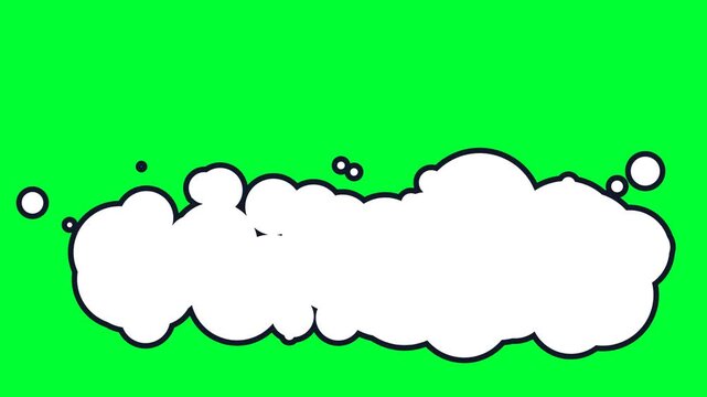 White Cartoon Smoke Puff Trail Animation on Green Screen for Motion Design and VFX Projects