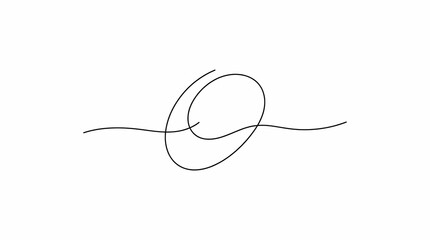 Obraz premium A single continuous black line elegantly forming a minimalist loop, hand-drawn and centered on a clean white background, conveying a serene artistic mood.
