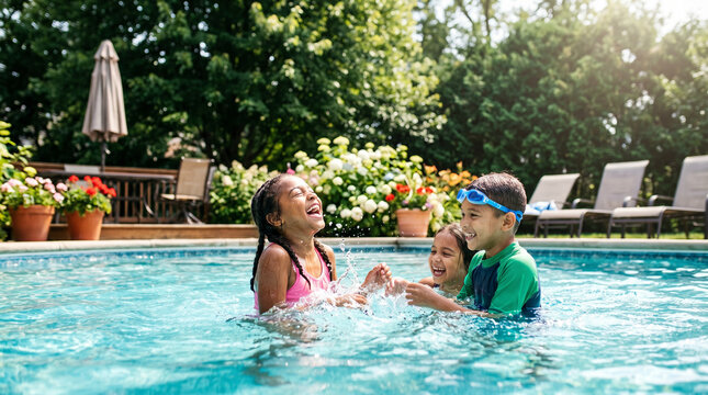 mother and daughter in the pool