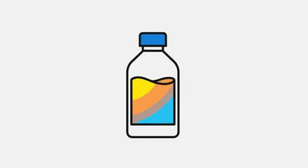 Obraz premium Colorful liquid in a clear plastic bottle with blue cap, isolated on white background
