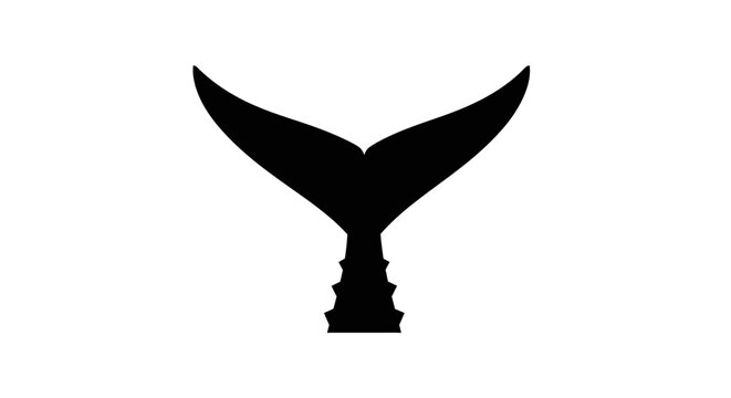 Black Whale Tail Silhouette with Ocean Wave Detail