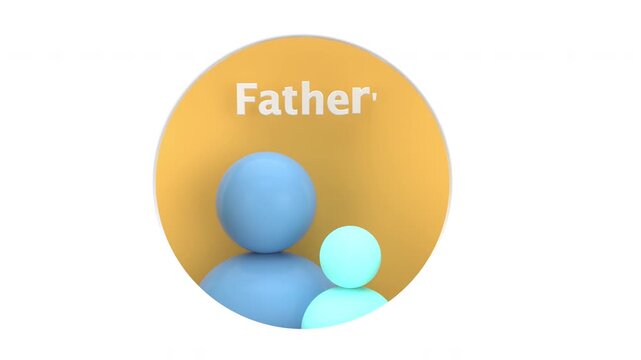 3d animation celebrates Father's Day, showcasing a symbolic representation of a father and child with alpha channel