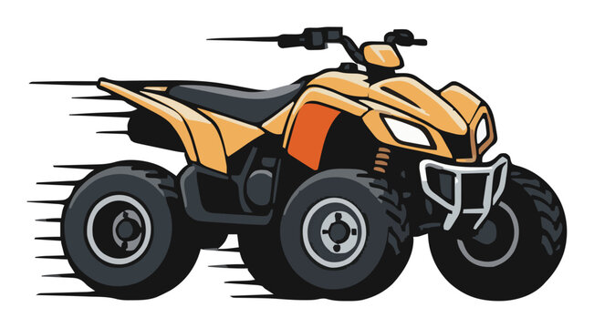 Flat 2D vector ATV quad bike illustration. Generative AI