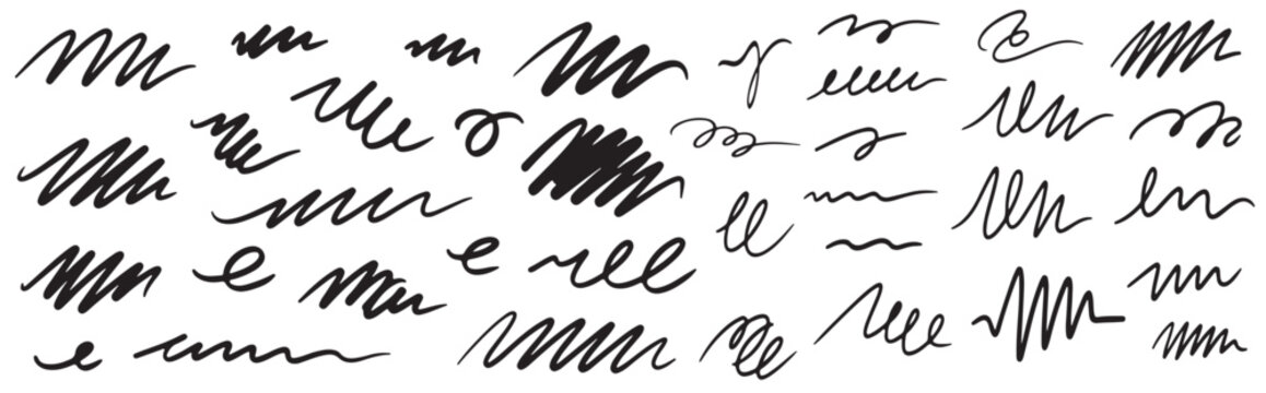 Collection of scribbled lines and handwritten text fragments
