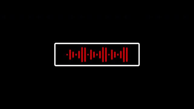 Red Audio Waveform Equalizer Bar Animation in Rounded UI on Black