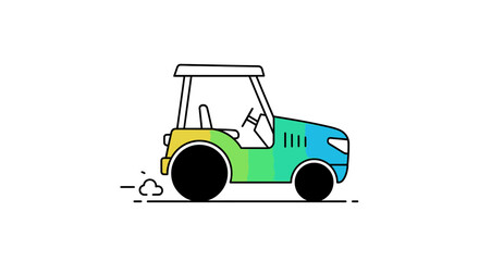Naklejka premium Colorful Cartoon Tractor Driving, Agricultural Vehicle, Farm Machine, Simple Illustration