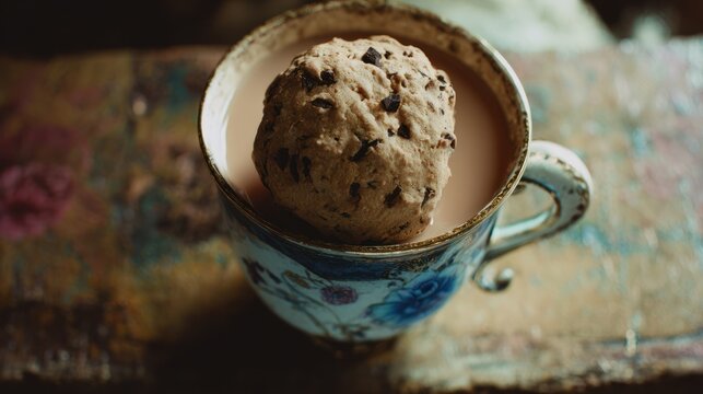 Coffee Scoop in Vintage Blue Cup.