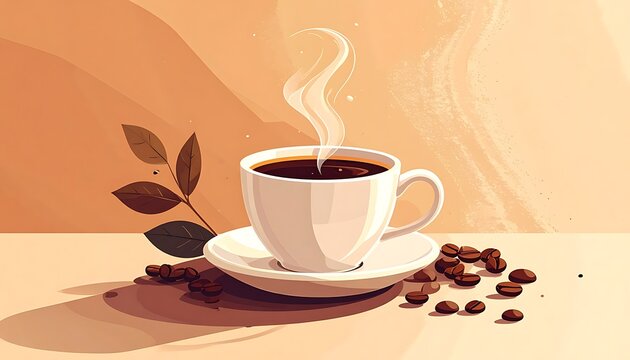 A serene still life of a steaming cup of coffee