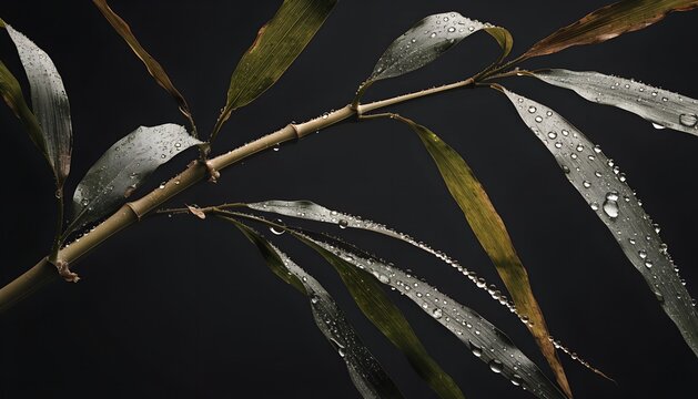 Luxury background with dewdrops on bamboo leaves