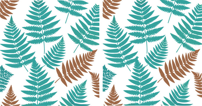Fern leaves seamless pattern vector with botanical foliage, minimal nature background for textile, wallpaper and eco design