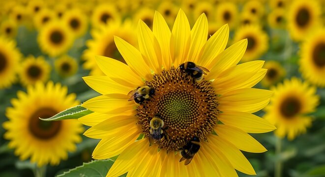 Busy Bumblebees Buzzing on Bright Sunflowers Alliteration
