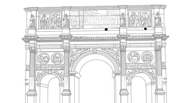 Arch of Constantine detailed sketch illustration.