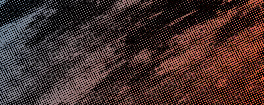 Abstract Grunge Halftone Background with Copper and Steel Blue Gradient. Vector Eps 10
