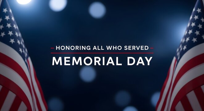 Memorial day tribute honoring service and sacrifice with american flags