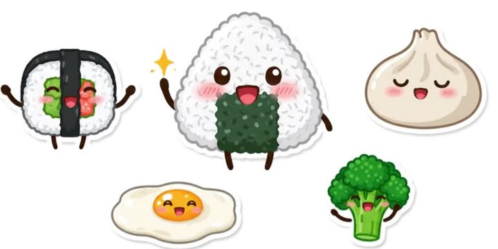 Cute Mini Bento Food Gang Animated Sticker Set