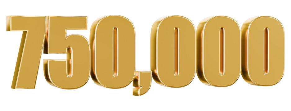 Shiny golden 3D 750,000 digit graphic
