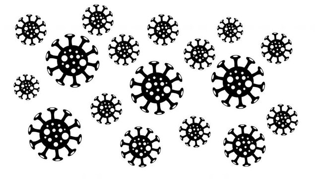 Virus Pattern Background Black Microorganism Icons on White