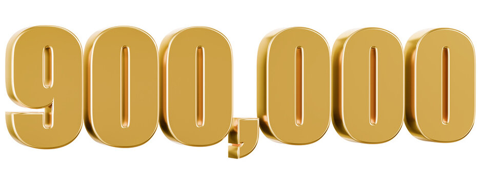 Large 3D golden metallic number 900,000