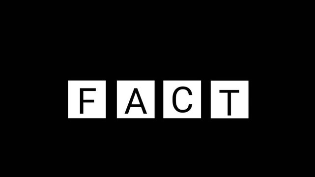 ​Fake to fact typography animation. Concept of fact-checking, truth, revealing reality and fighting misinformation