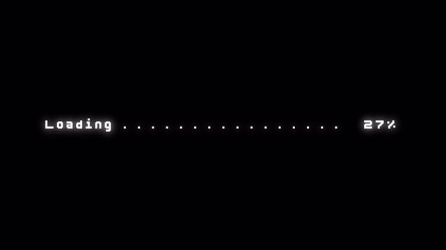 Retro pixel video game loading screen. Alpha channel. 8 bit Loading progress in command line style. 4k